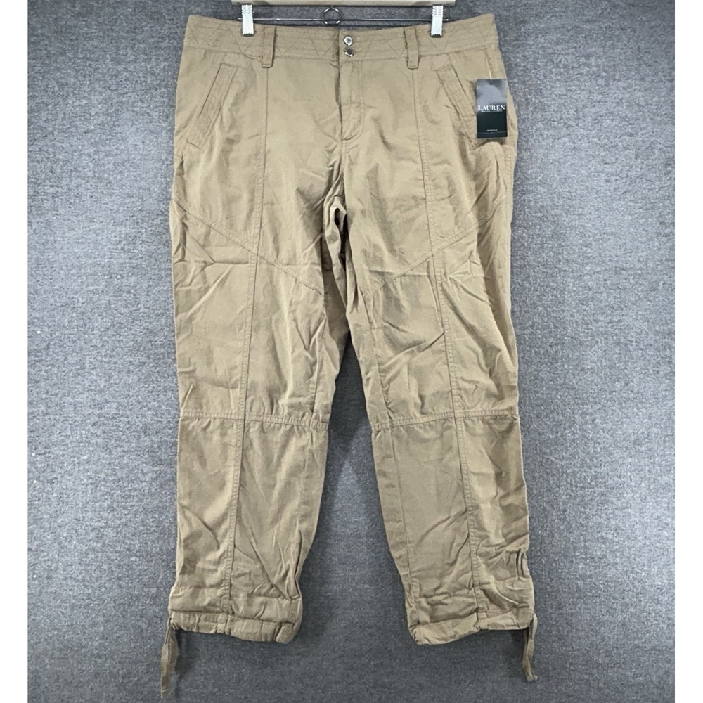 Lauren‎ Ralph Lauren Pants Women Size16W Khaki Lightweight Cotton Casual NEW $99